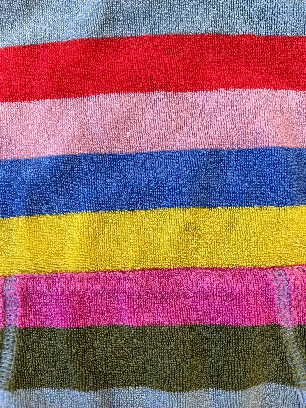 Mini Boden rainbow stripe Terrycloth toweling hoodie swim cover 3-4 years